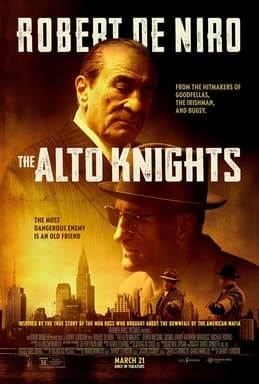 Poster for The Alto Knights showing Robert De Niro in a dual role as two mob bosses.